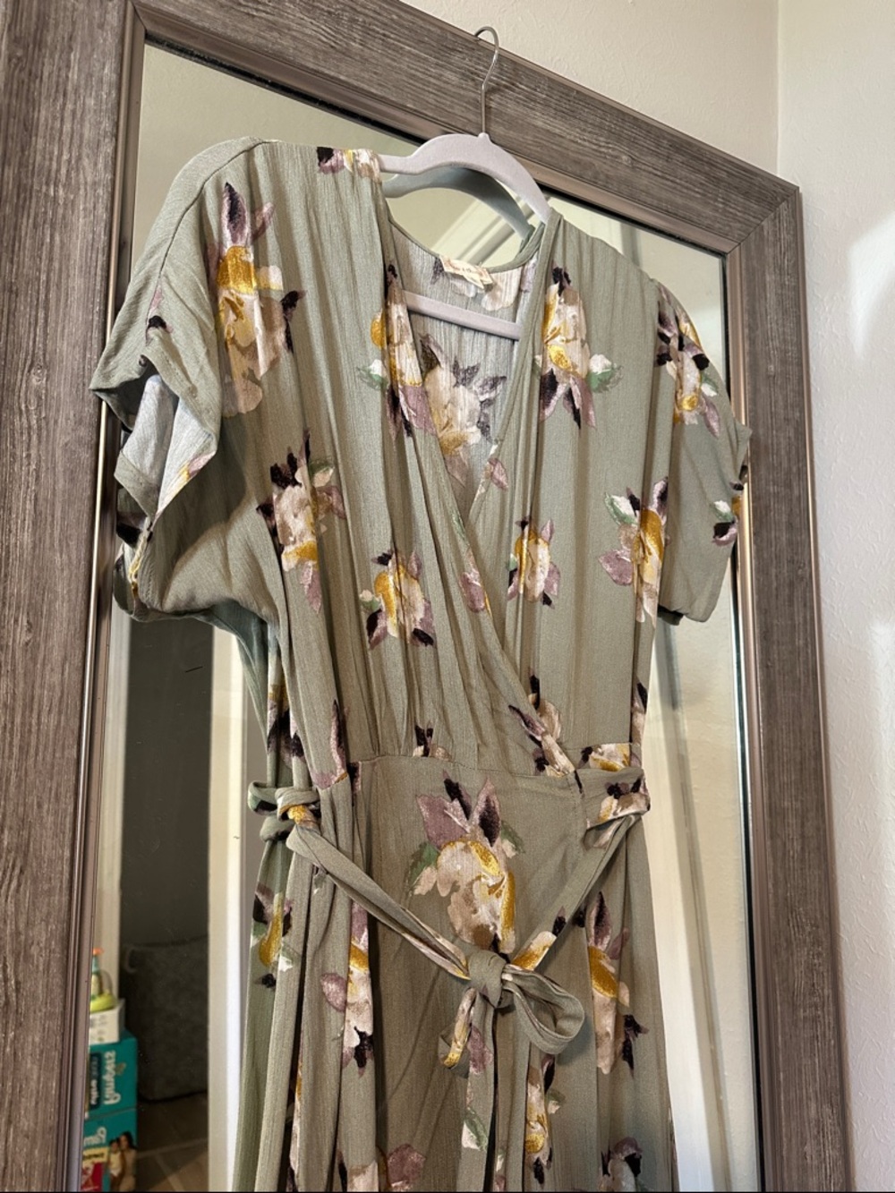 Hem & Thread Olive Green Floral Maxi Dress - Picture 2 of 6